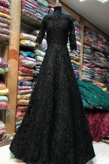 Net Bridal Gown with Price in Black | gown design 2021